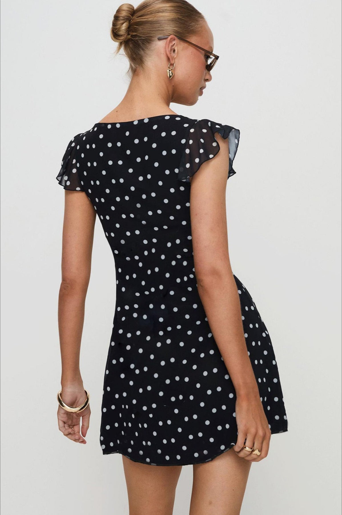 Dot Polka Mesh ALine Mini Dress