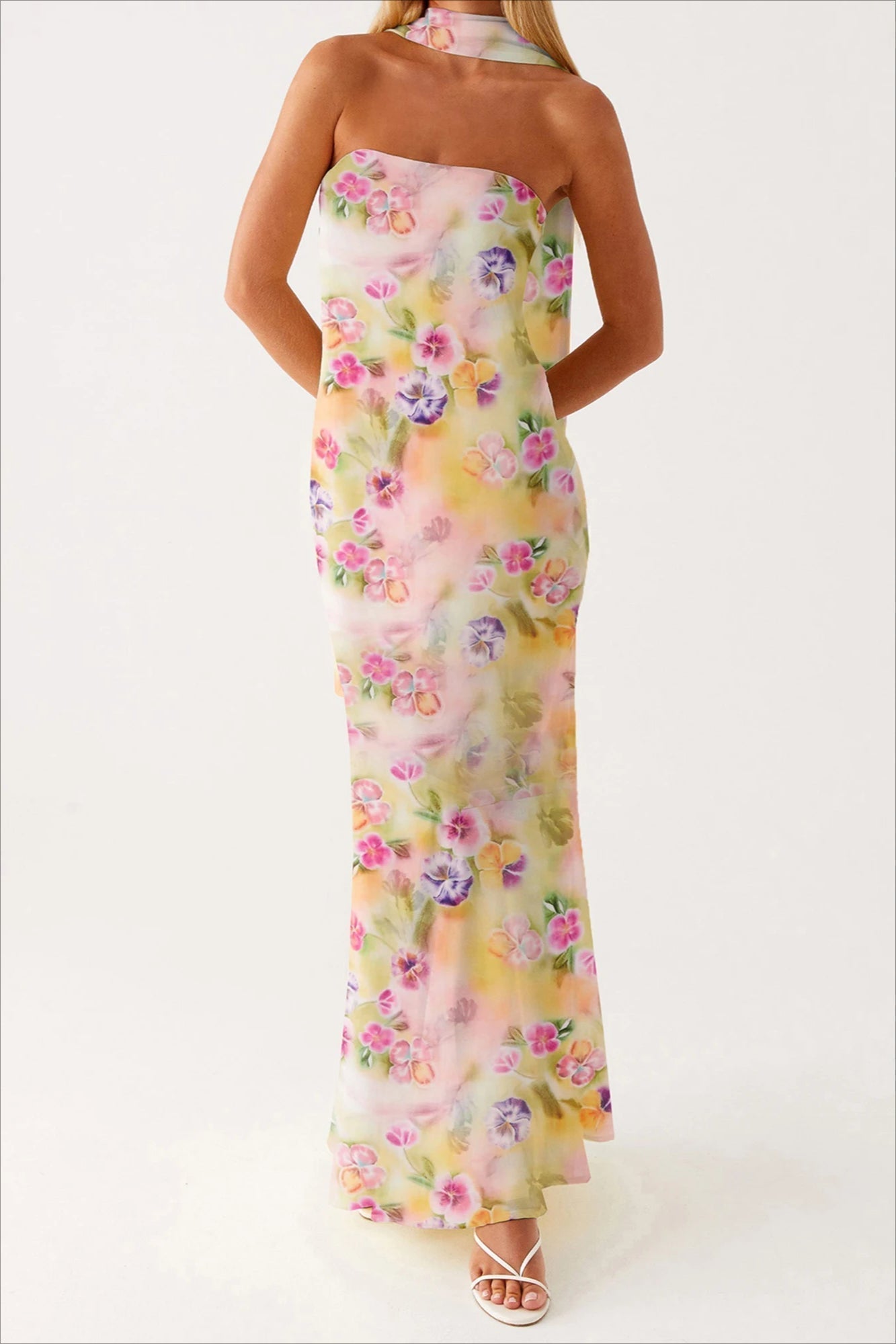 Strapless Edition Ruffle Maxi Floral Dress