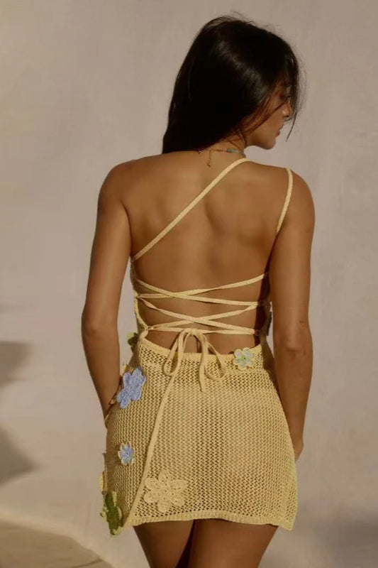 Hollow Crochet Out Mini Dress