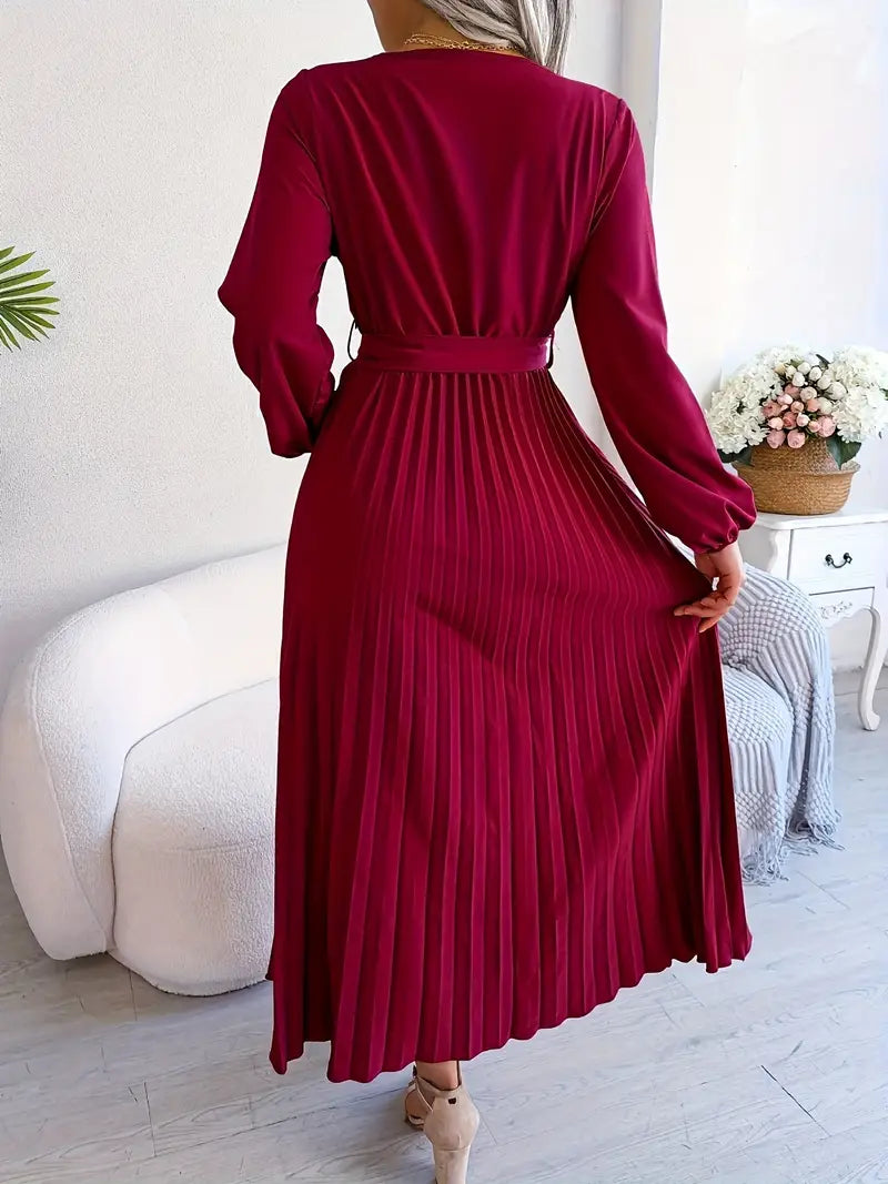 Effortless Verónica Pleated Midi Dress Chic Silhouette Collection