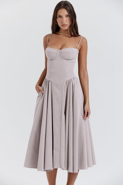 | Nina Sleeveless Corset Midi Dress