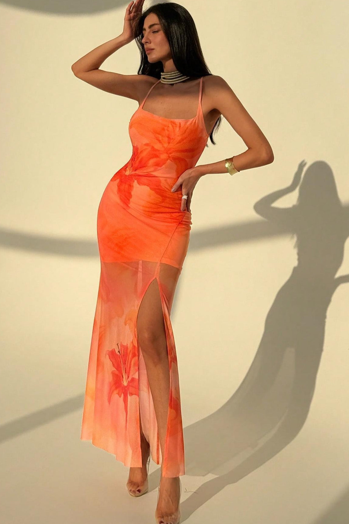 Chic Mesh Sheer Strap Vacation Dress