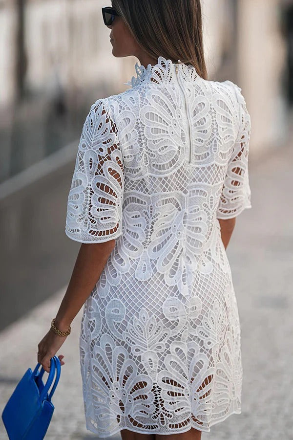 Aesthetic Fiorella Reason To Smile Crochet Lace Mini Dress Evening Wear Edit