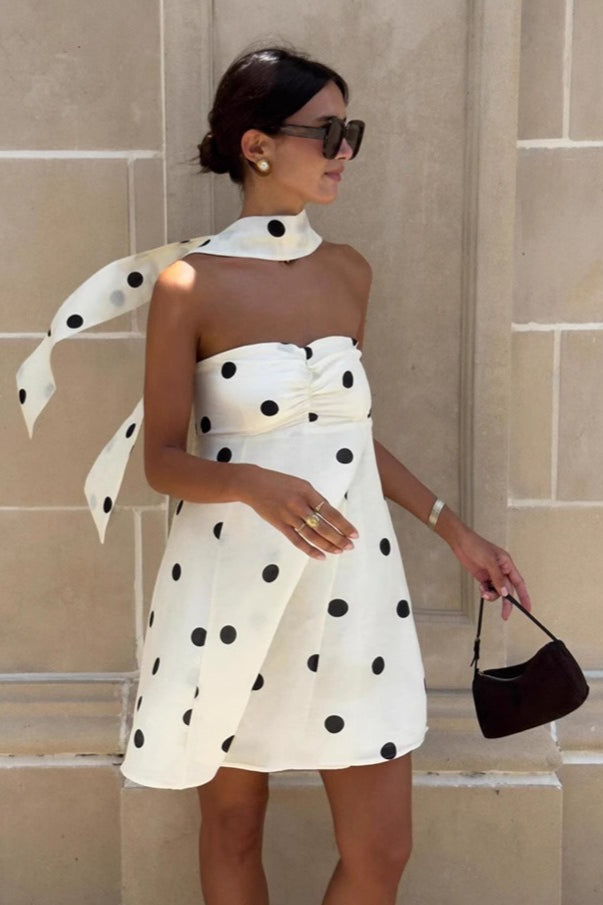 Polka Fashionable Dot Strapless Mini Dress