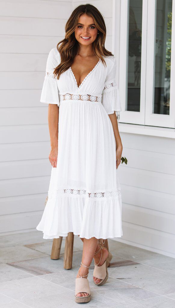 Smocked Genae Ruffle Tiered Midi Dress