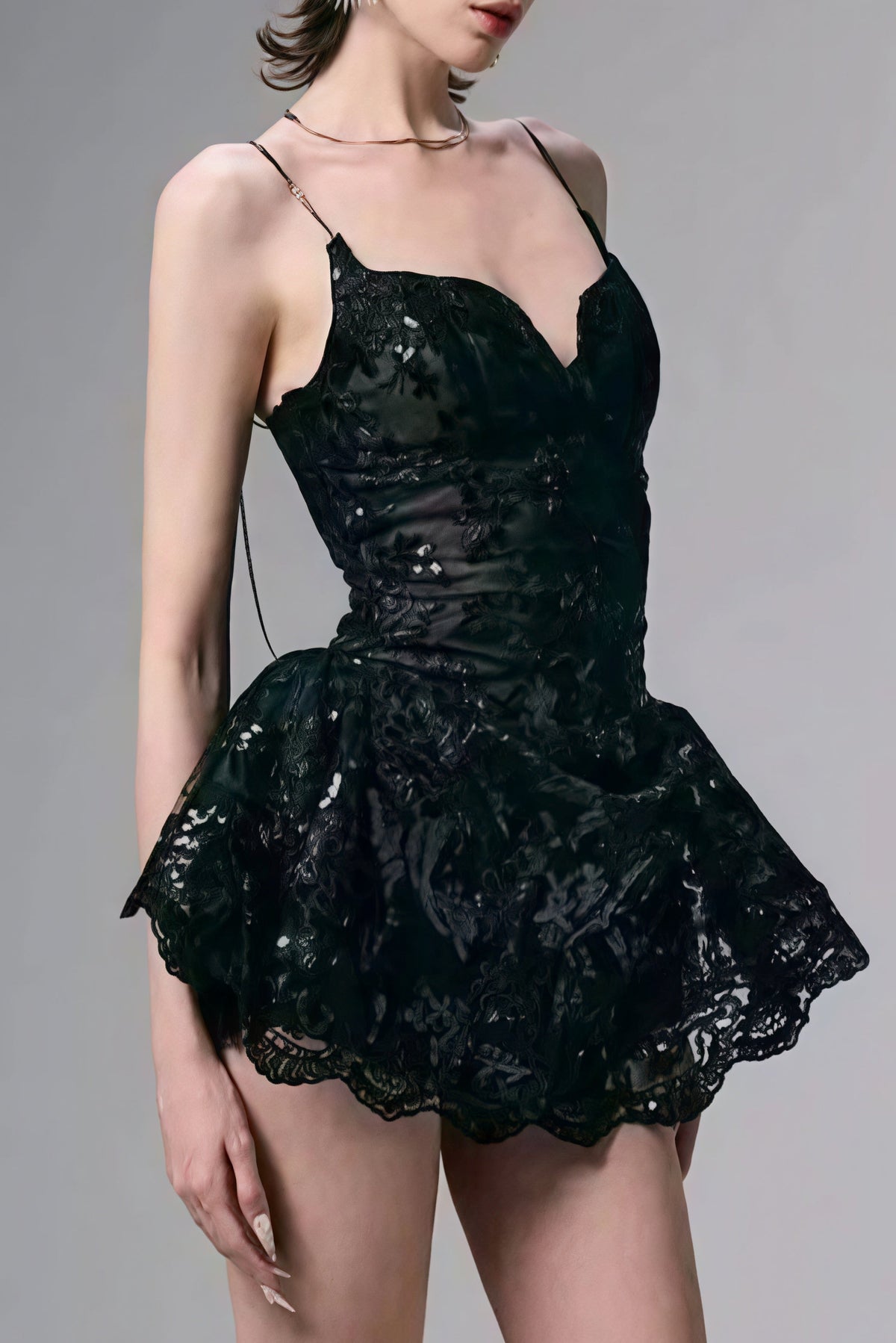 Spaghetti Lace Strap Mini Dress