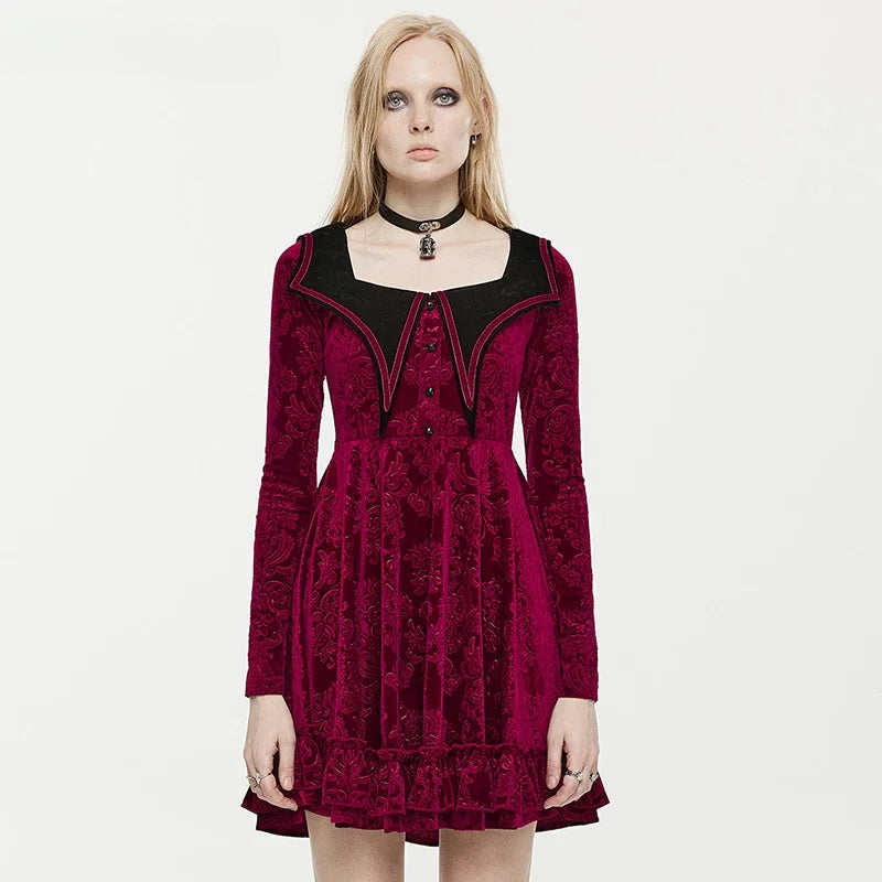 Bat Gothic Shaped Velvet Mysterious Mini Dress
