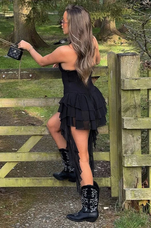 Halter Ruffled Mini Dress