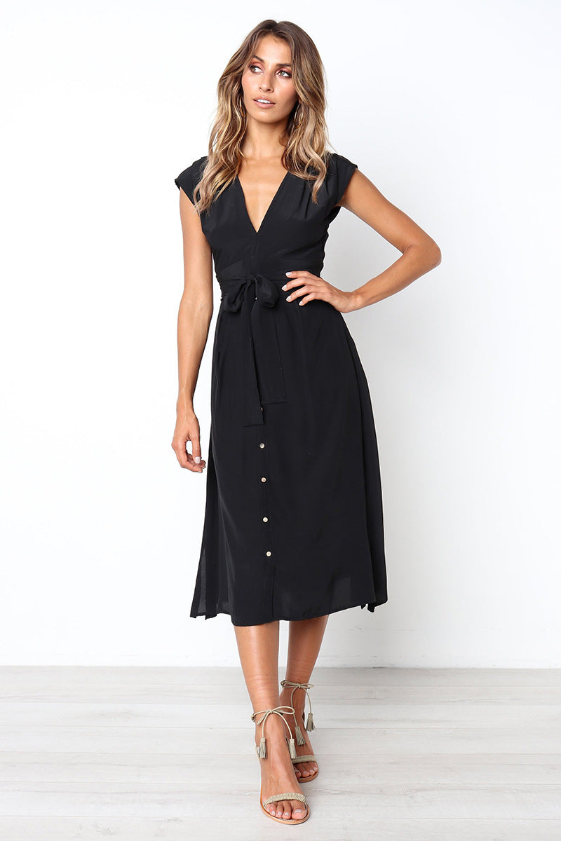 Button Betsy Down Midi Dress Black FINAL