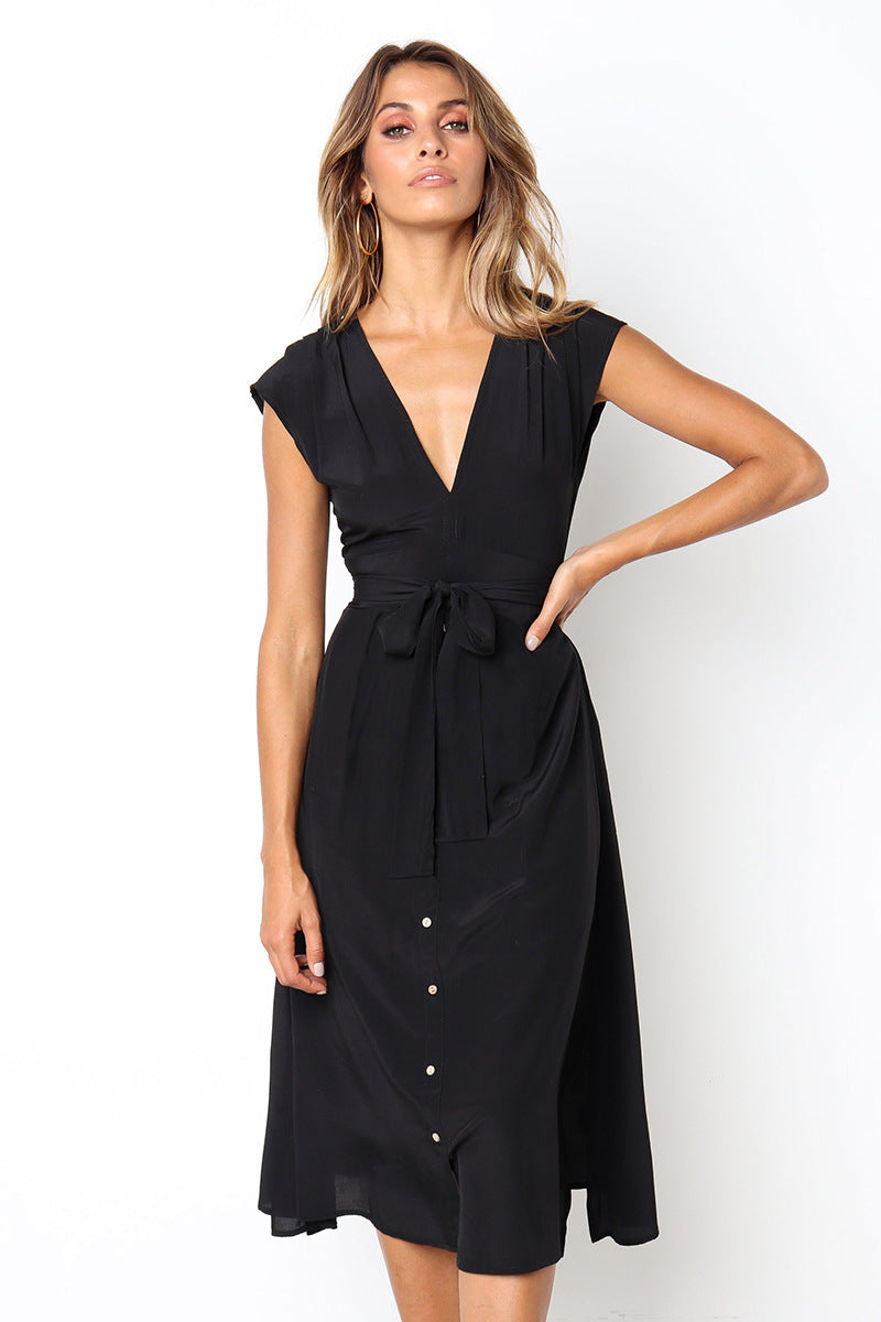 Button Betsy Down Midi Dress Black FINAL