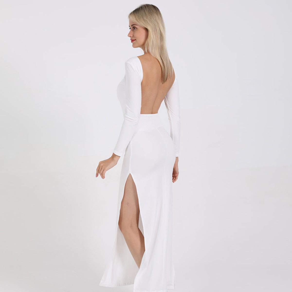 Cotton Poise Open Back Midi Dress White FINAL