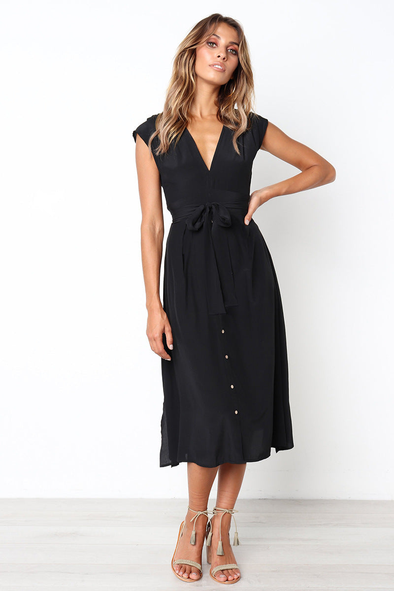 Button Betsy Down Midi Dress Black FINAL