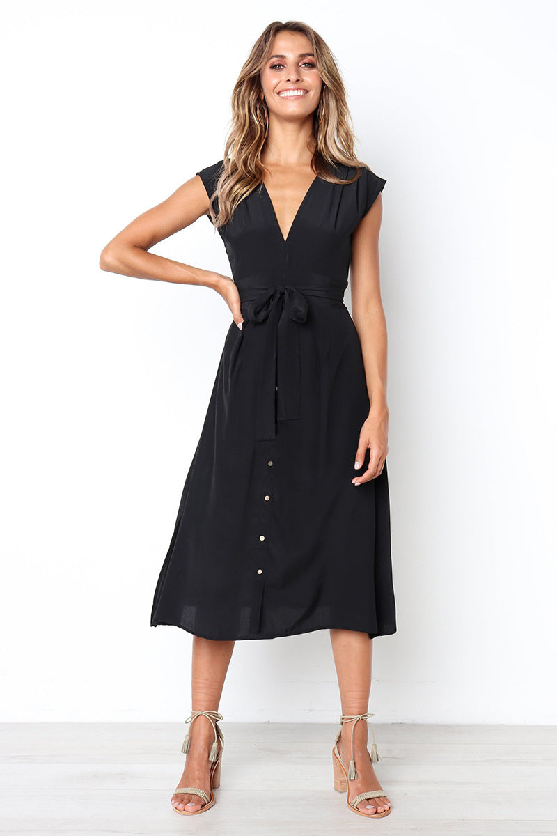 Button Betsy Down Midi Dress Black FINAL
