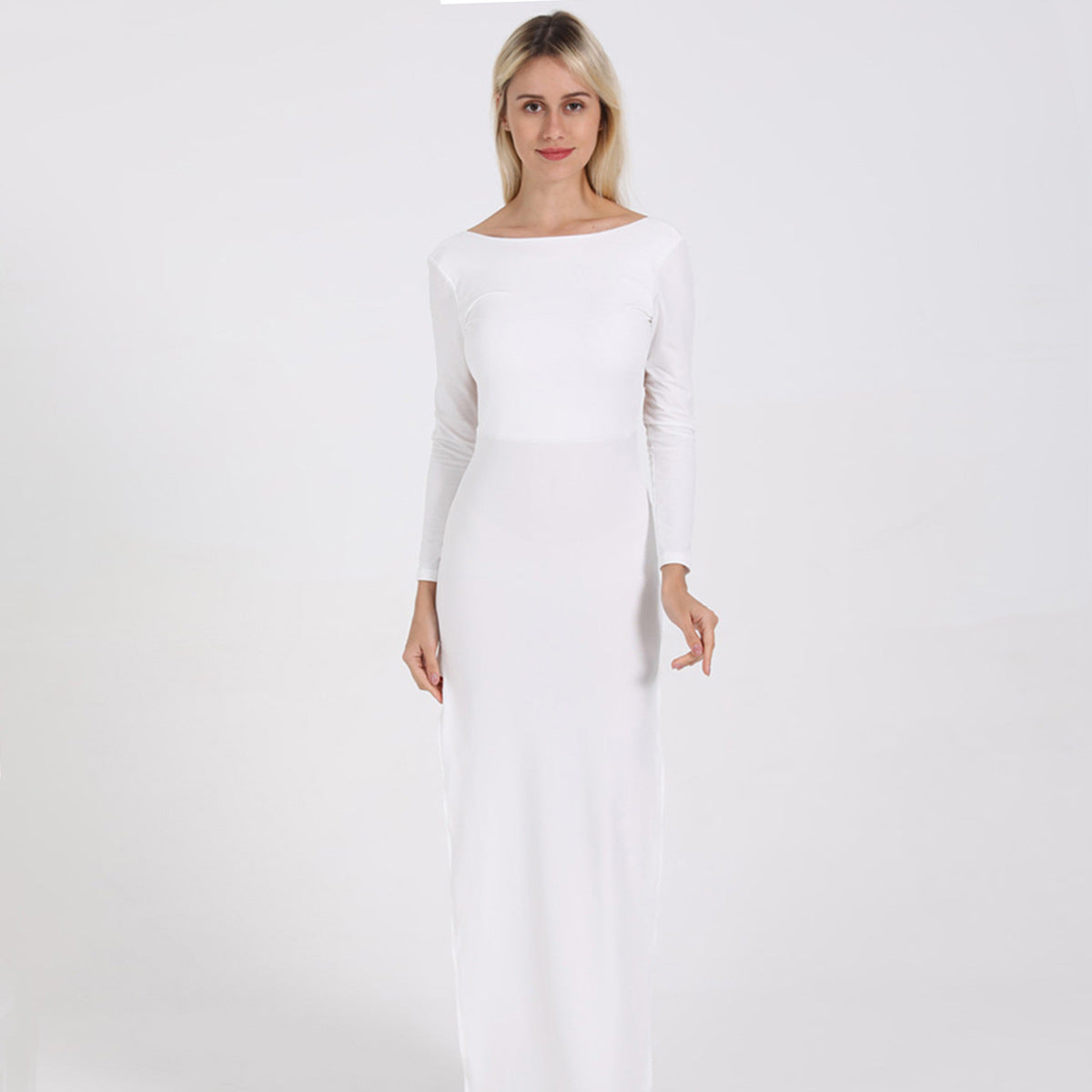 Cotton Poise Open Back Midi Dress White FINAL