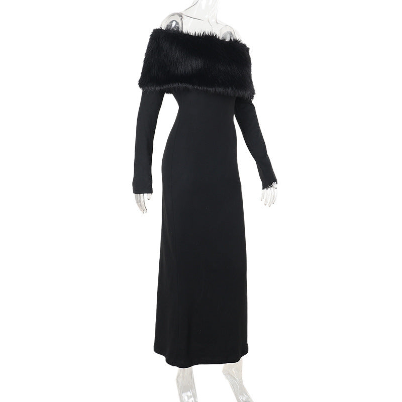 Fur Onyx Midi Dress Black