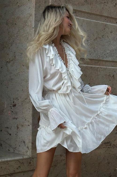 Breeze Amelia Ruffle Long Sleeve Mini Dress