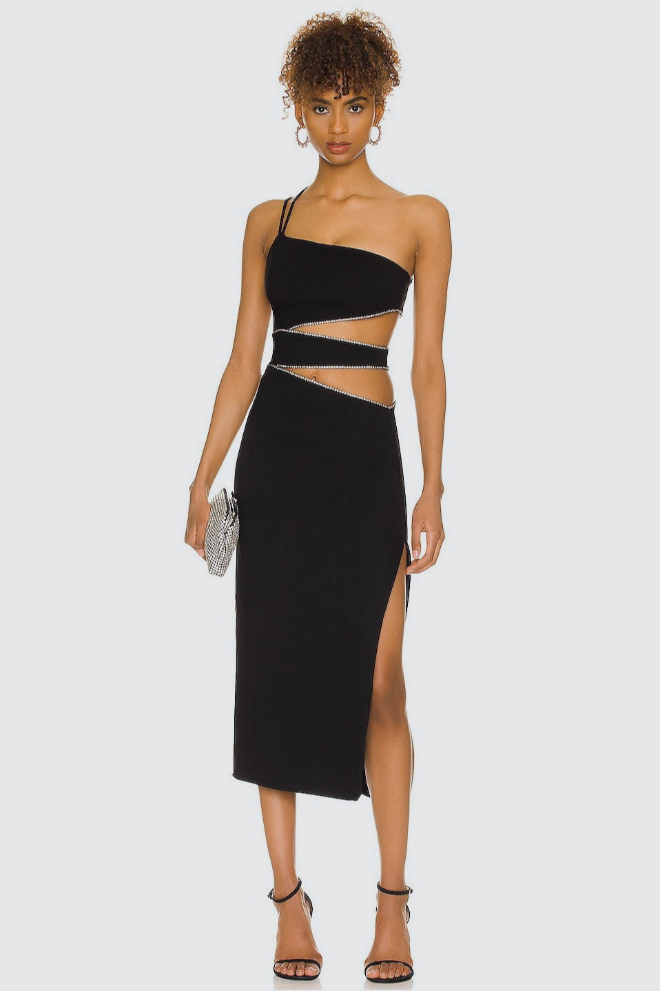 Chain Strapless Bodycon Midi Dress