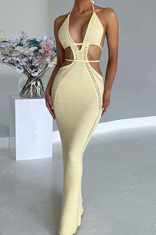 Glamorous Low Cut Tie Back Maxi Vacation Dress
