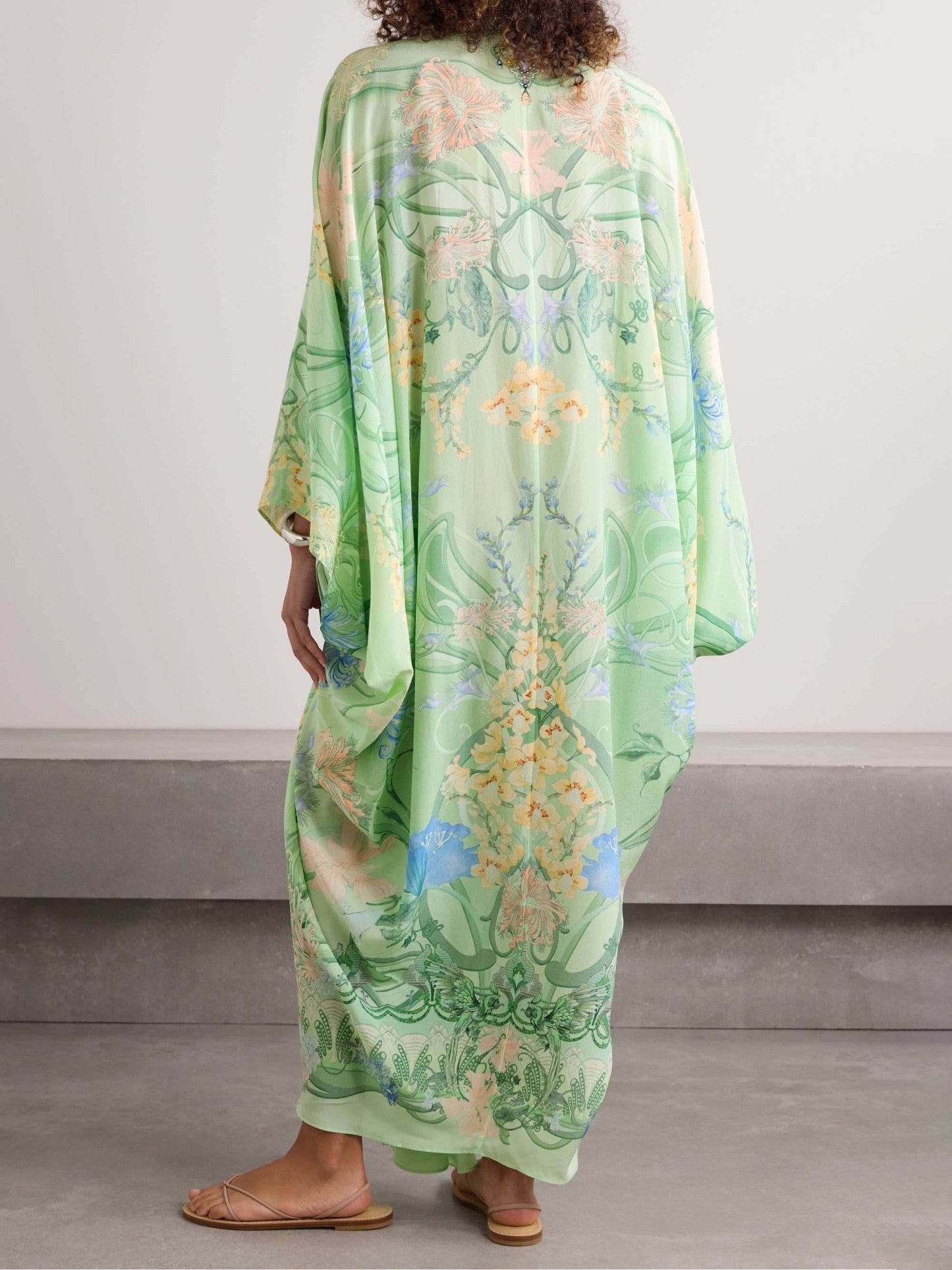 Unique Bloom Print V Neck Oversized Midi Dress