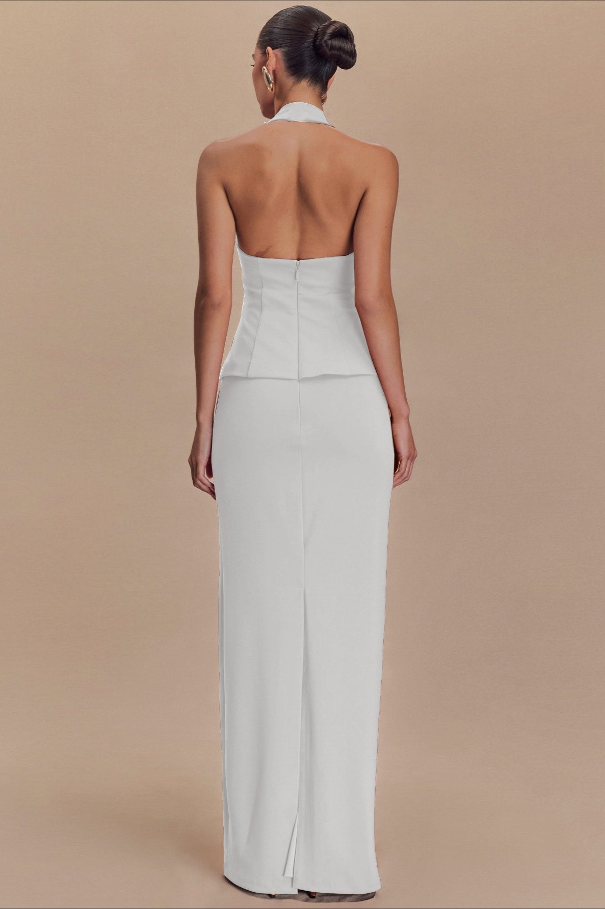 Solid Halter Backless Maxi Elegant Dress