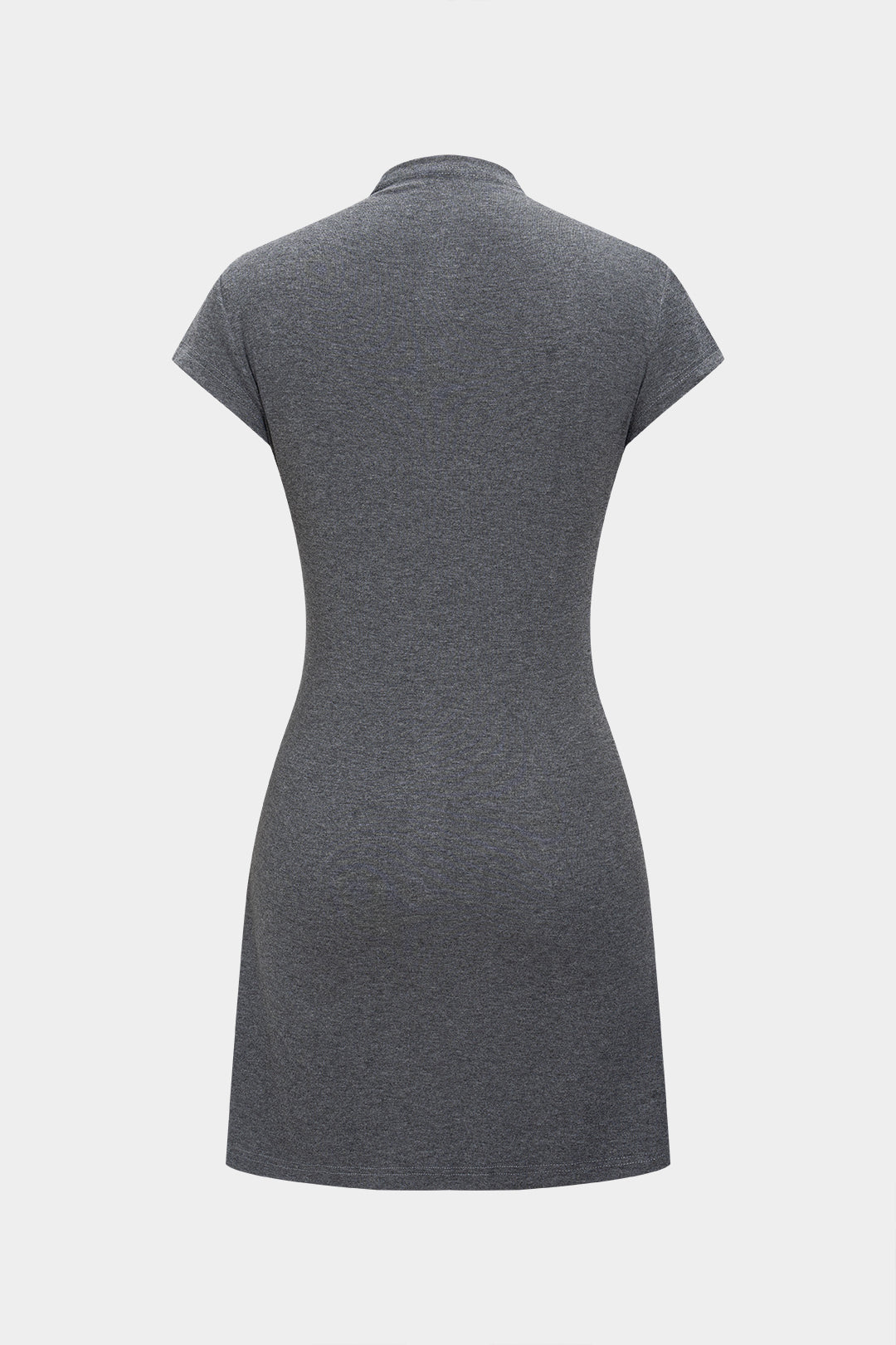 Color Solid A Line Button Short Sleeve Mini Dress