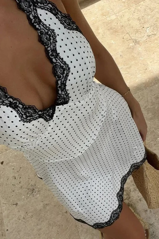 Dot Polka Halter ALine Mini Dress