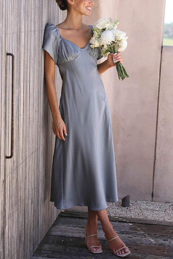 Split Side Midi Dress: Off The Shoulder Flutter Sleeve
