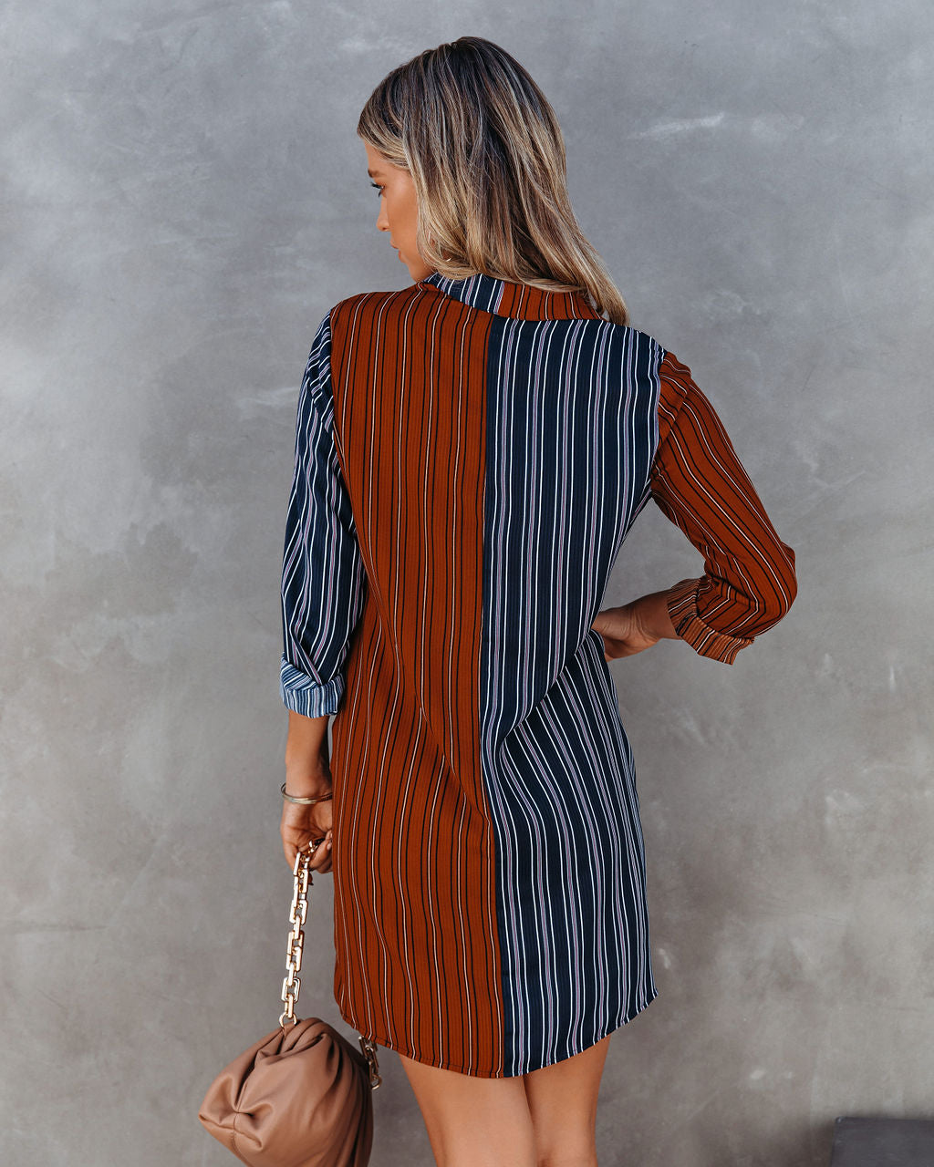 Twist Abby Front Striped Shirt Dress