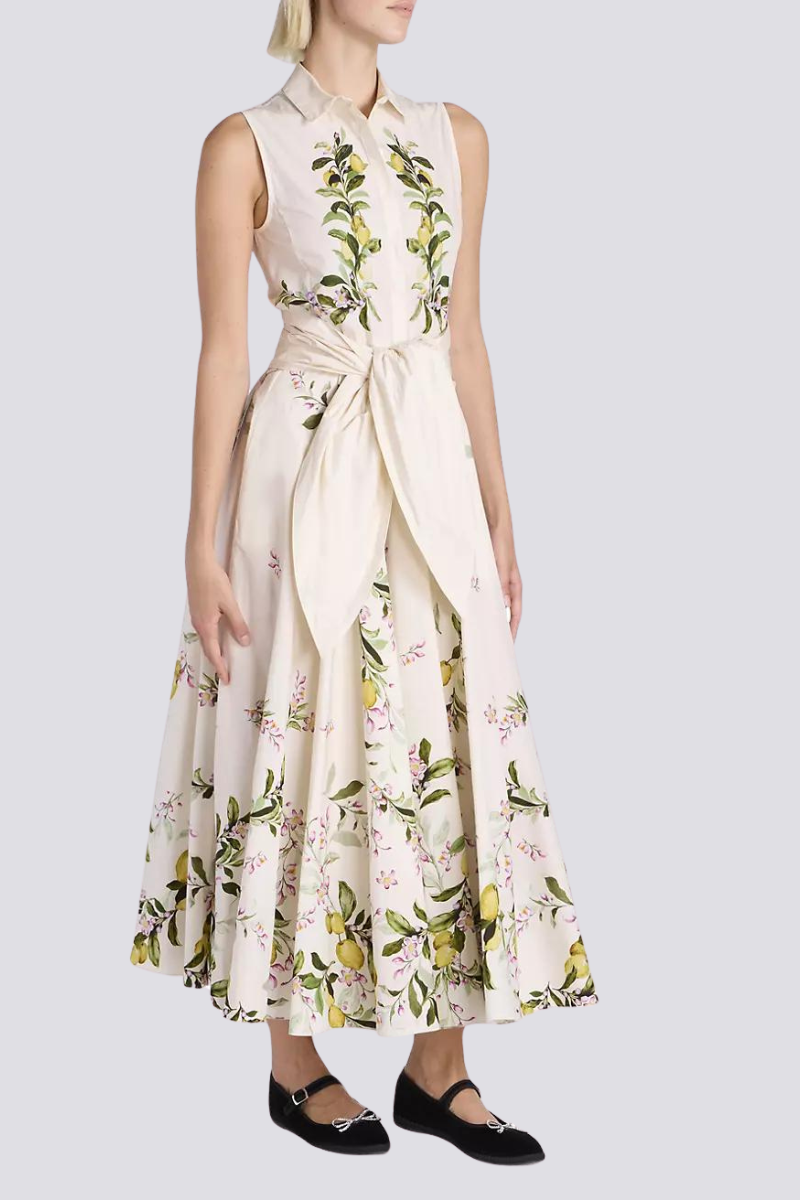 Ileana Aesthetic Sleeveless Maxi Dress with Floral Bow Statement Occasion Edit