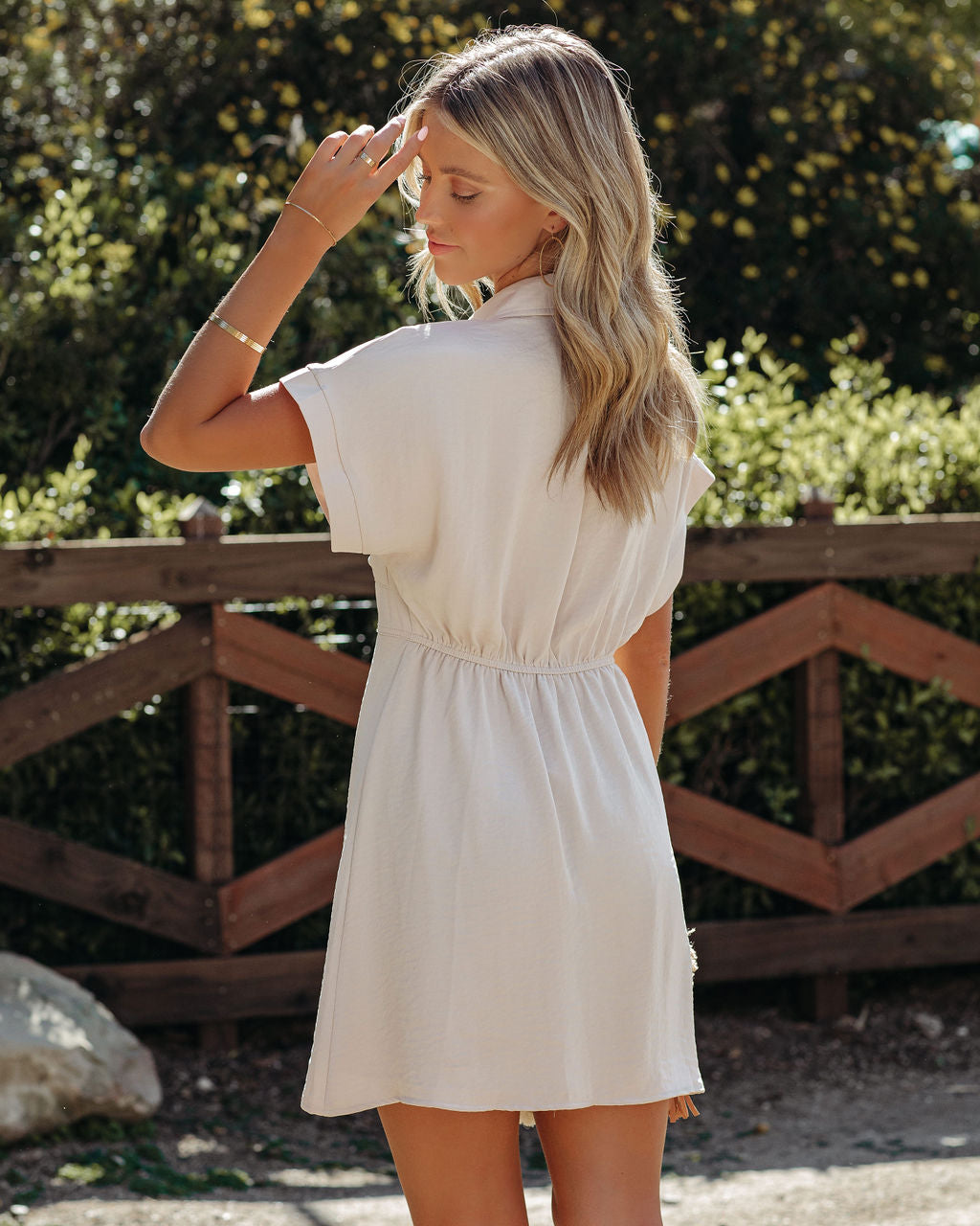Button Adelyn Down Shirt Dress Taupe