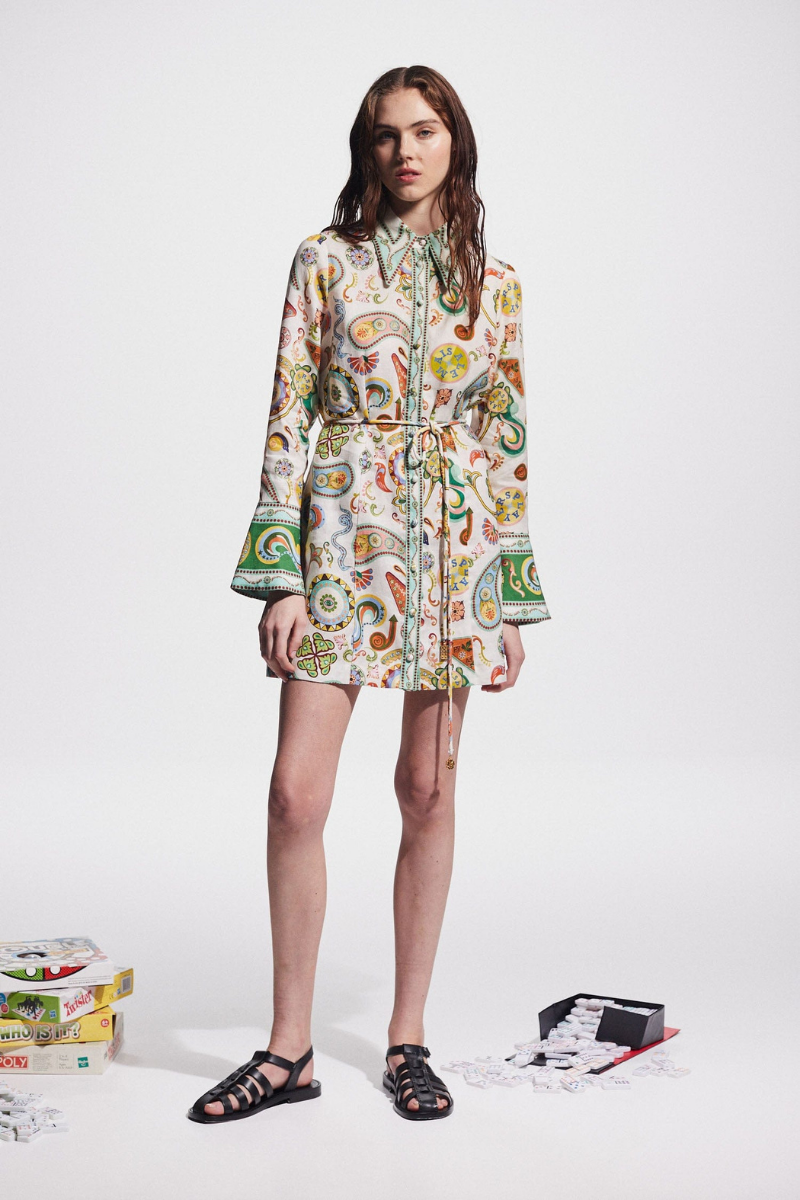 Exclusive Zaida Long Sleeved Paisley Mini Dress Evening Wear Edit