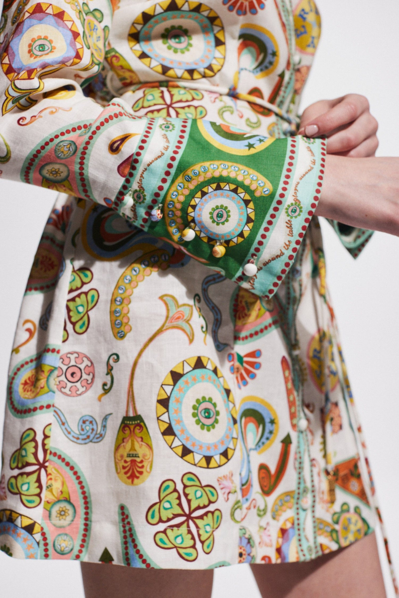 Exclusive Zaida Long Sleeved Paisley Mini Dress Evening Wear Edit