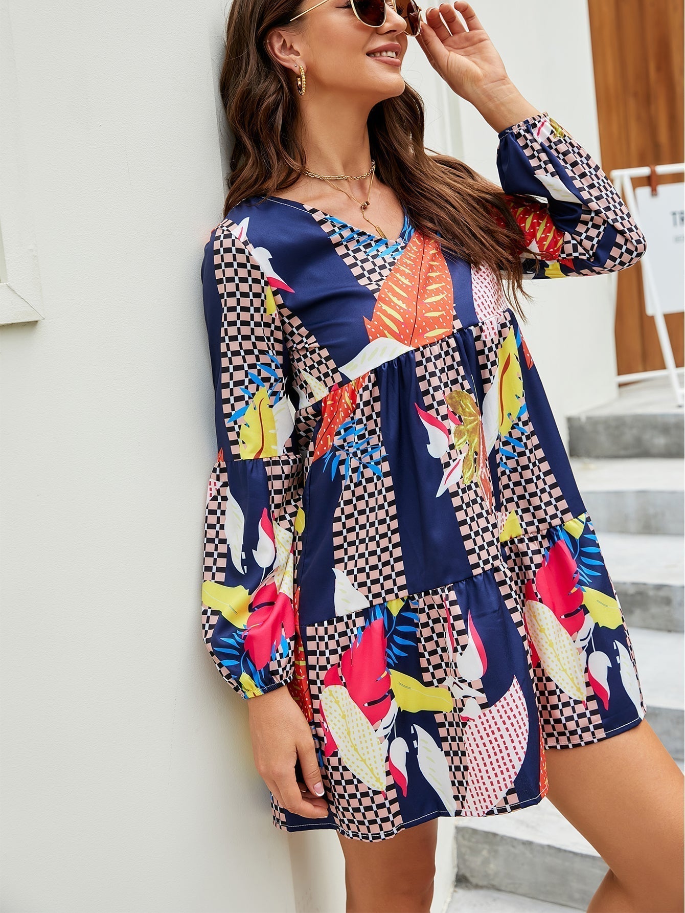 Print Allover Boho Mini Dress