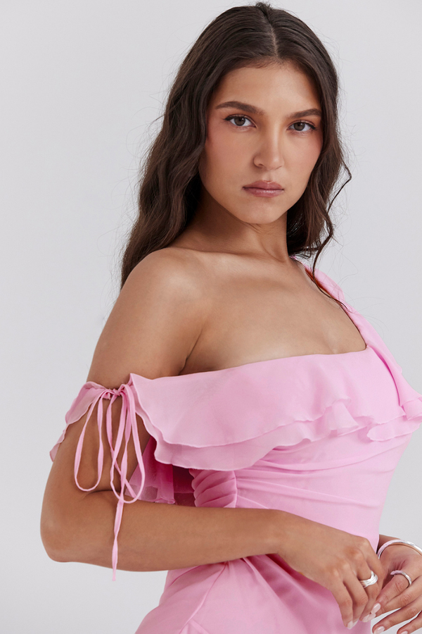 Aesthetic Daniela Off Shoulder Ruffle Shirt Mini Dress Premium Wardrobe Essential