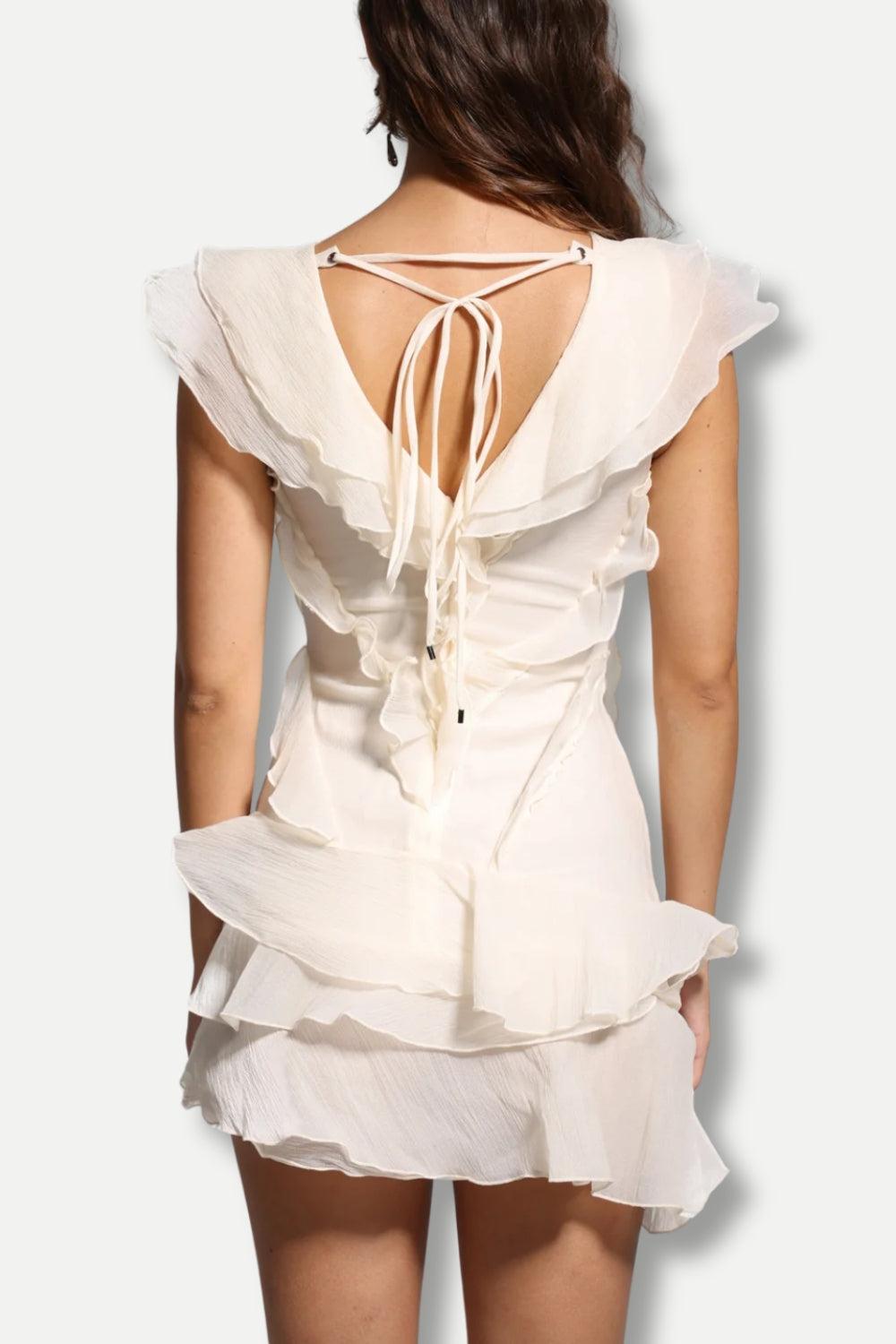 Ruffled Asymmetric Mini Dress