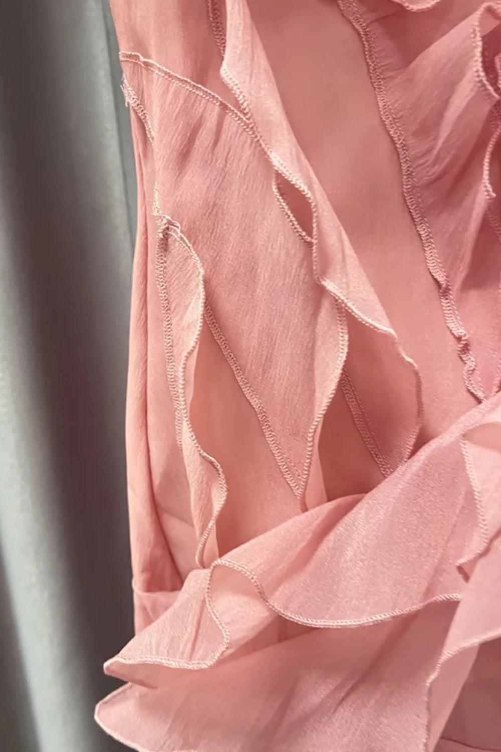 Ruffled Asymmetric Mini Dress