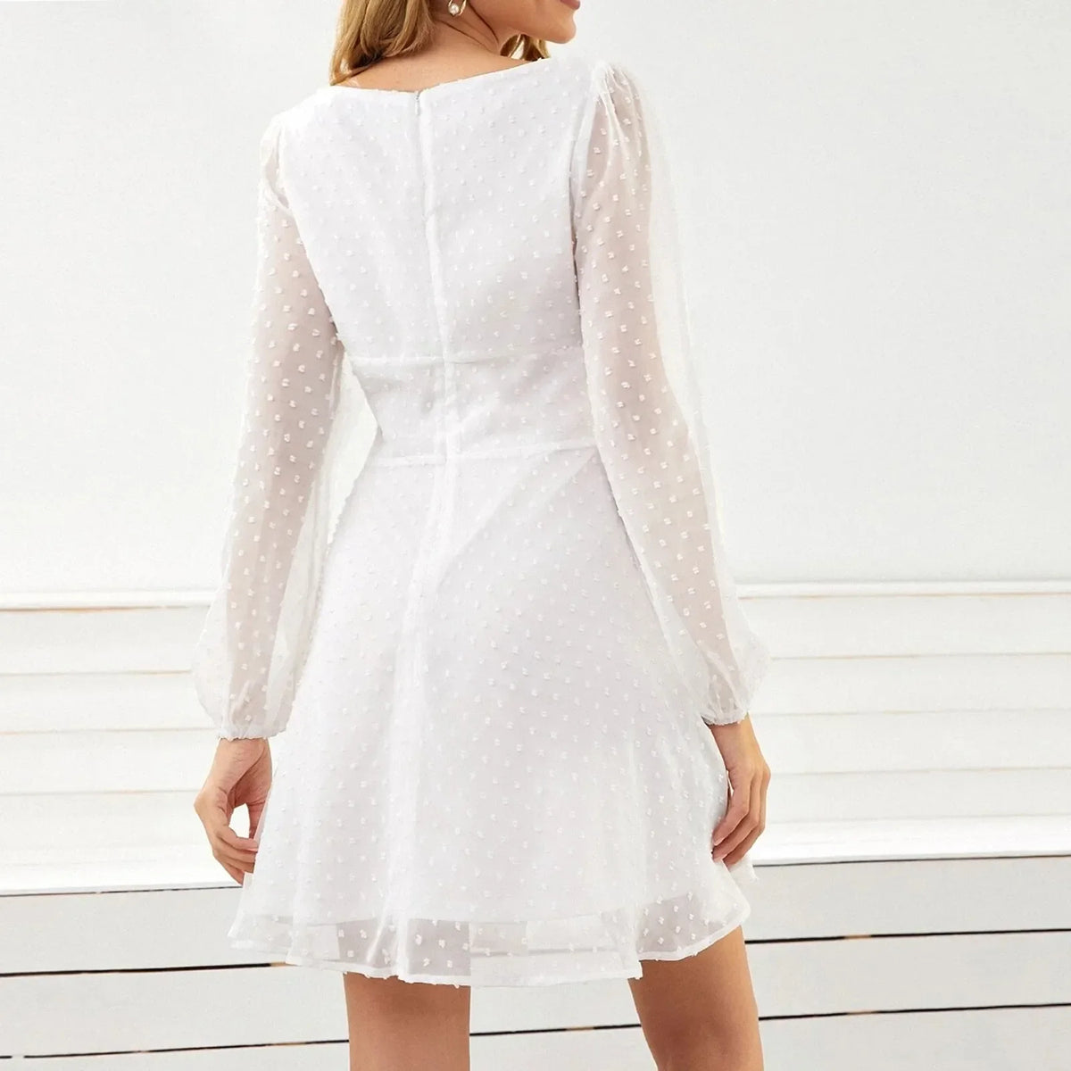 Winter Temperament Graceful Casual Fashion Long Sleeve High Waist Midi Dress