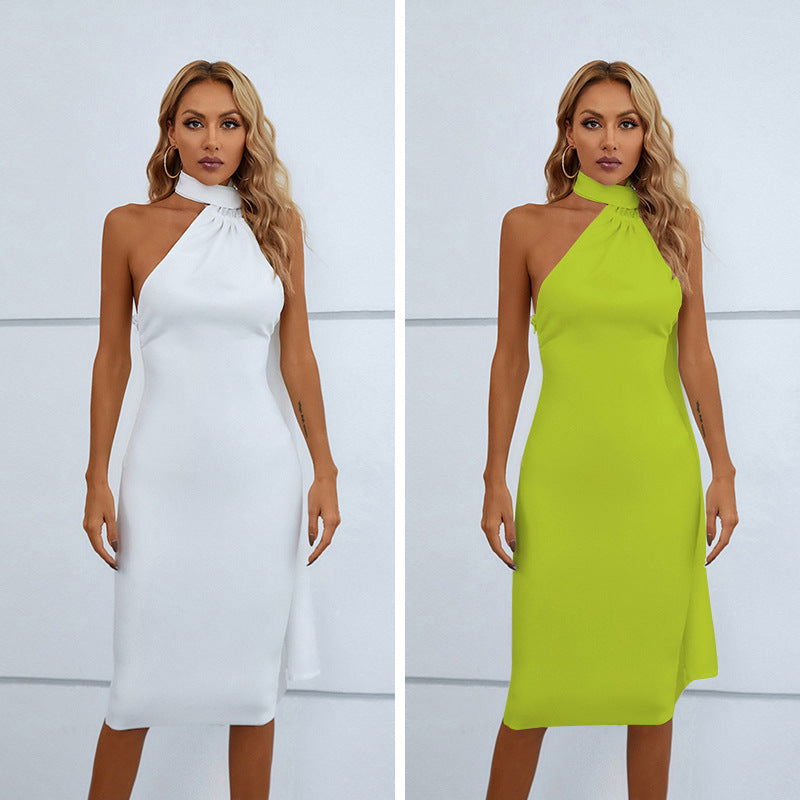 Backless Dress Skinny Sheath Scarf Dress Midi Dress for Girls