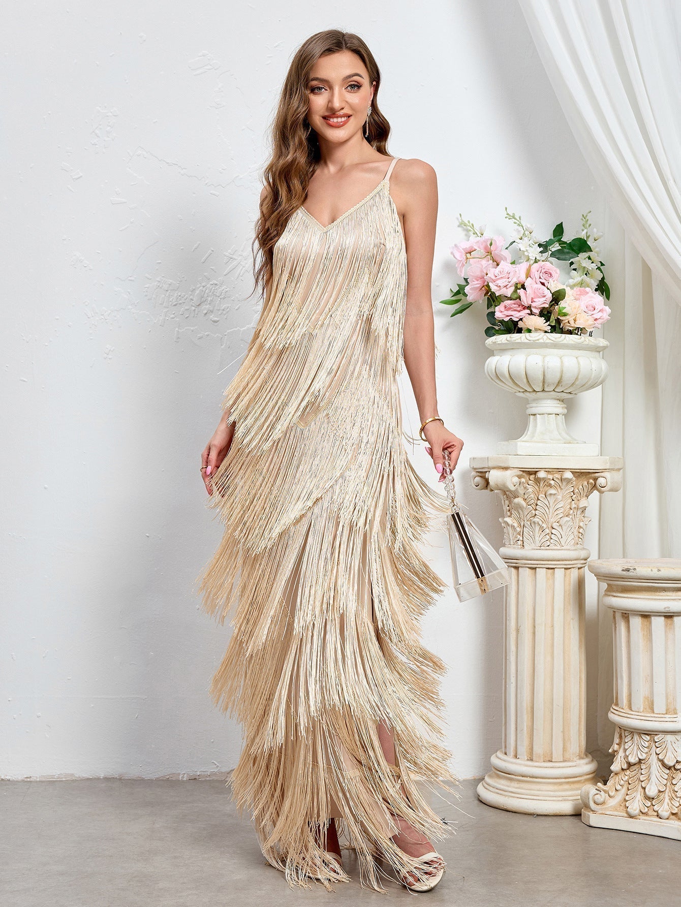Strap Slim Dress Tassel Dress