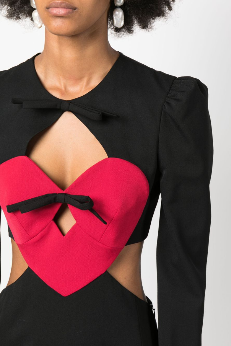 Effortless Petra Long Sleeved Mini Dress with Cut Outs and Bow Elevated Occasion Wear