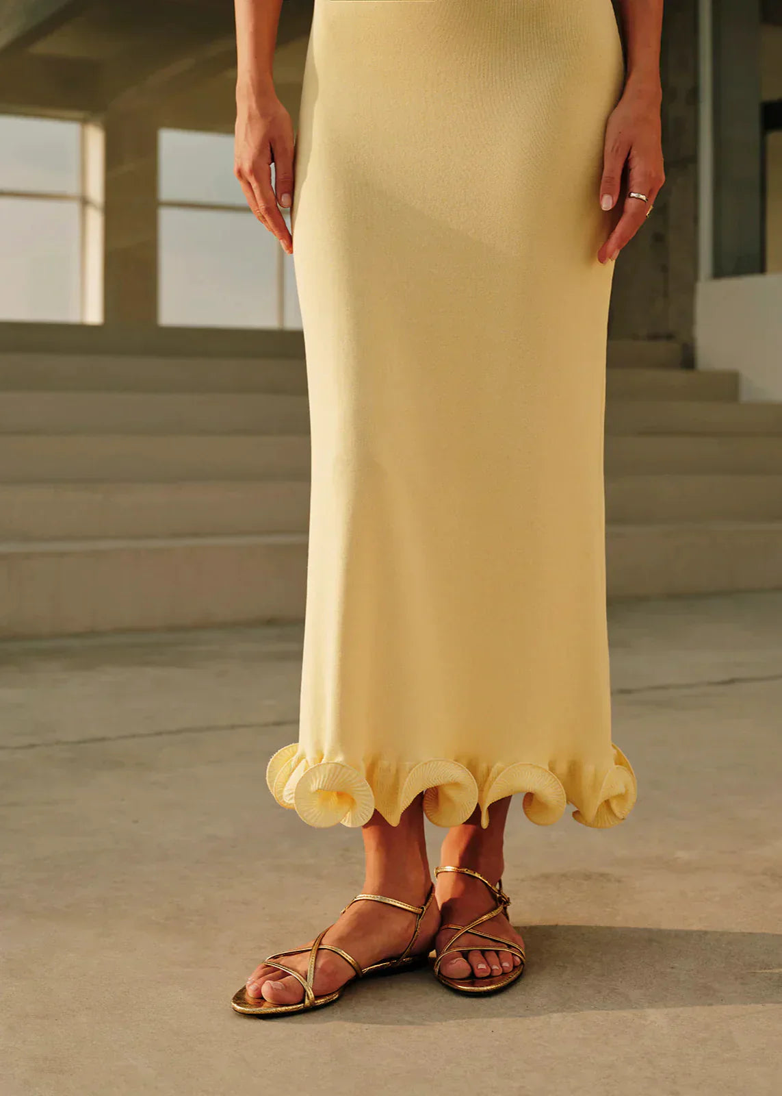 Strapless Maribel Knit Midi Dress with Sculpted Hem