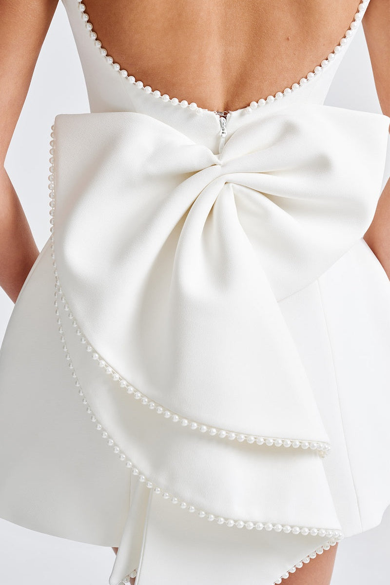 Bowknot Cecila Pearl Backless Mini Dress