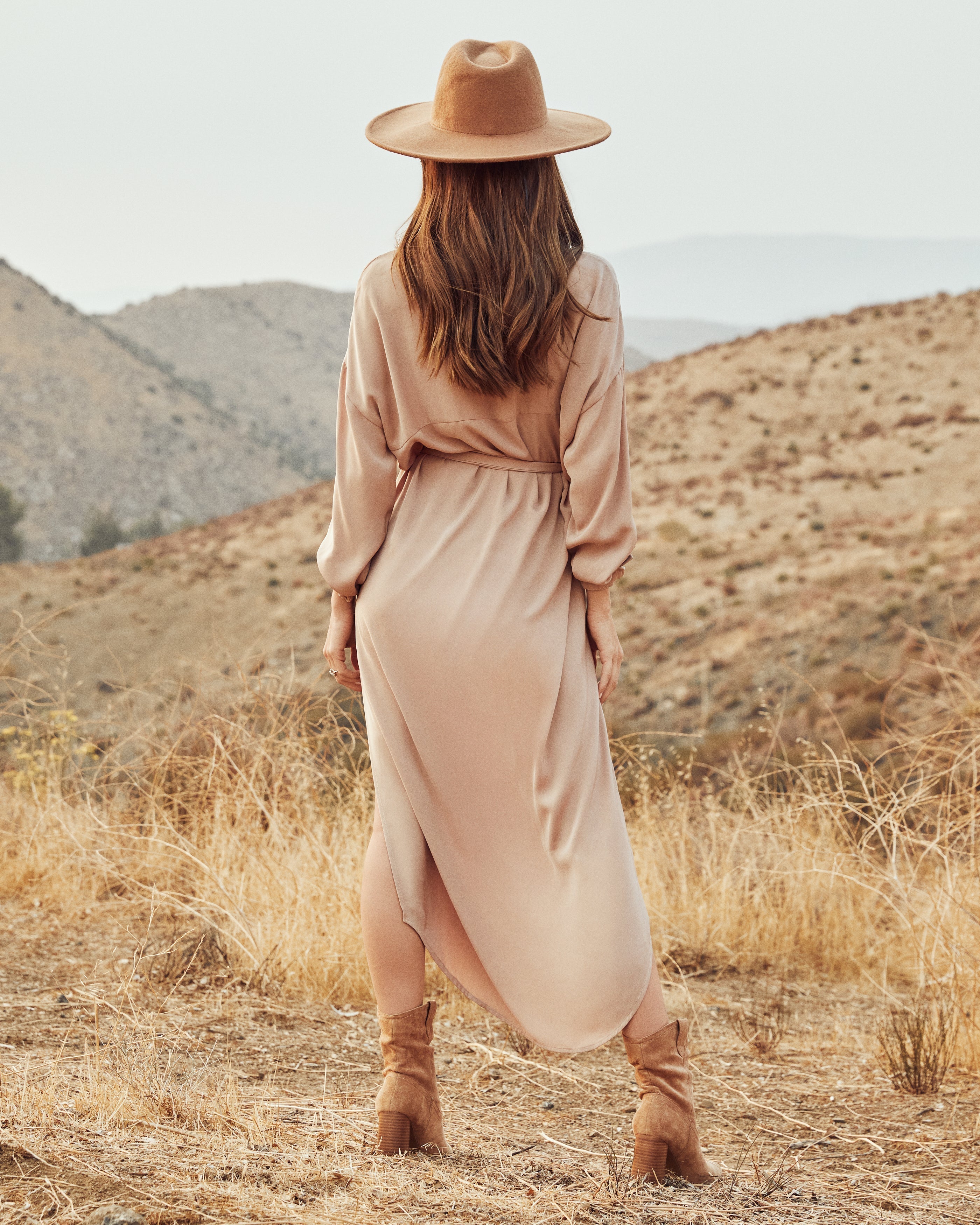 Button Betsy Down Midi Dress Nude FINAL