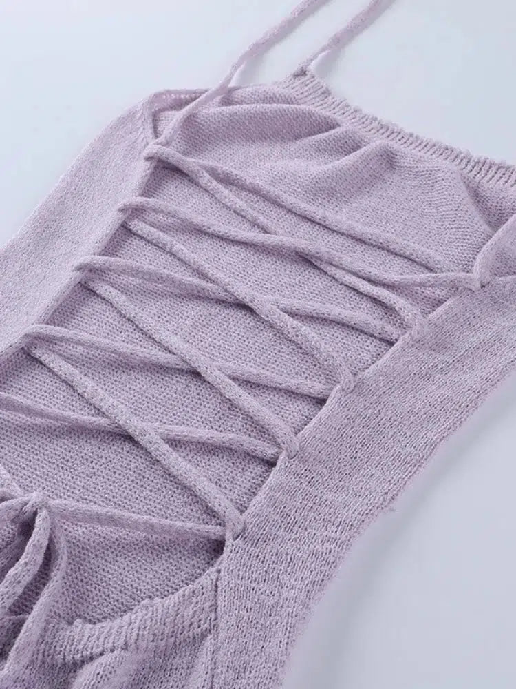 Knitted Backless Midi Dress