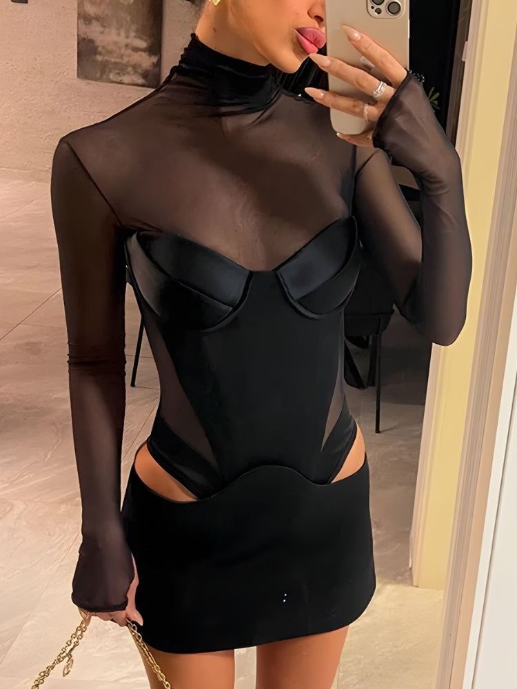 Cut Baddie Out Sheer Mini Dress