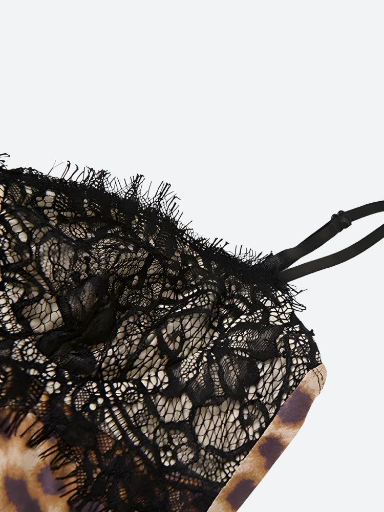 Leopard Baddie Lace Mini Dress