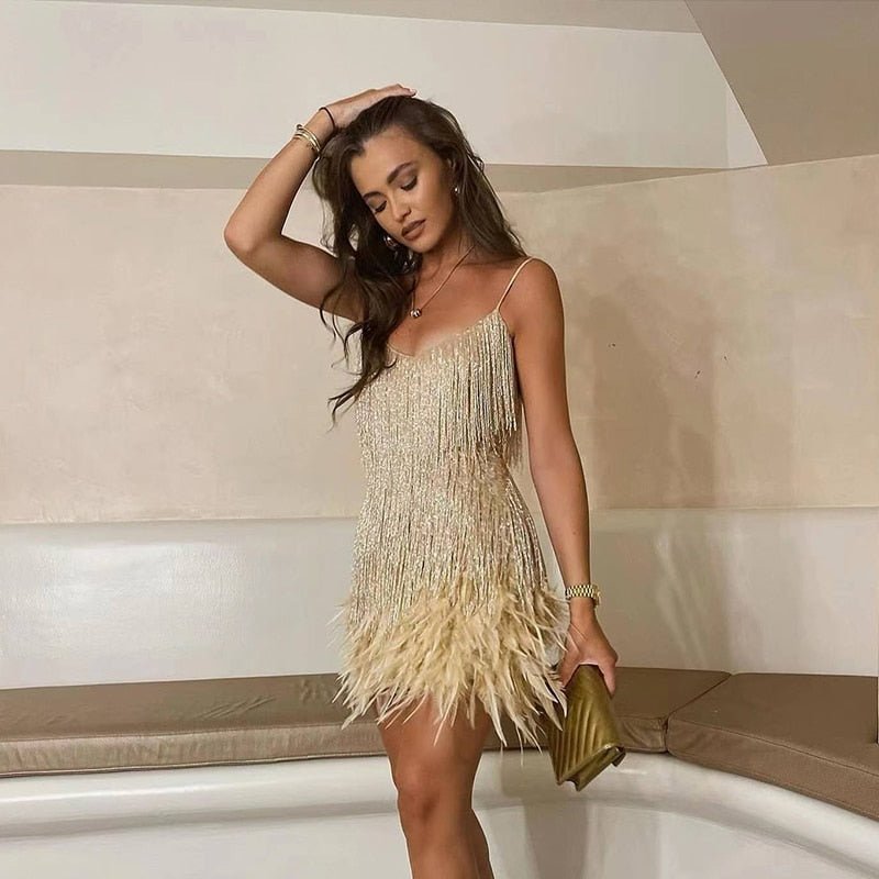 | Doriana Feather Mini Dress