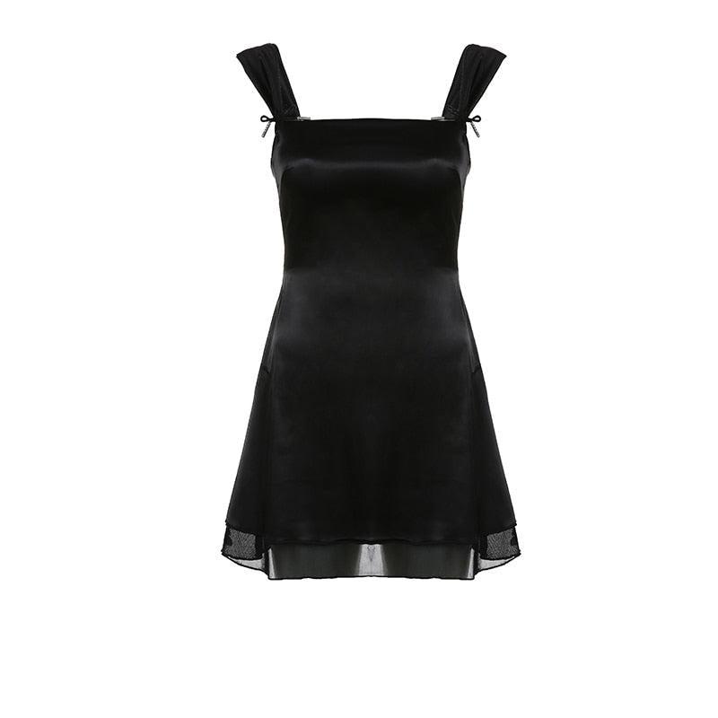 Tie Black Fastening Mini Dress