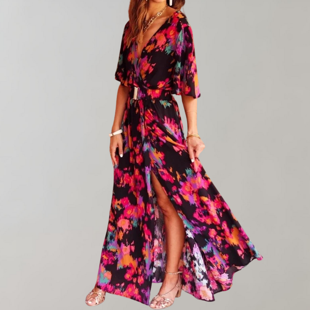 Nadia Exclusive Maxi Wrap Summer Dress Elevated Occasion Wear