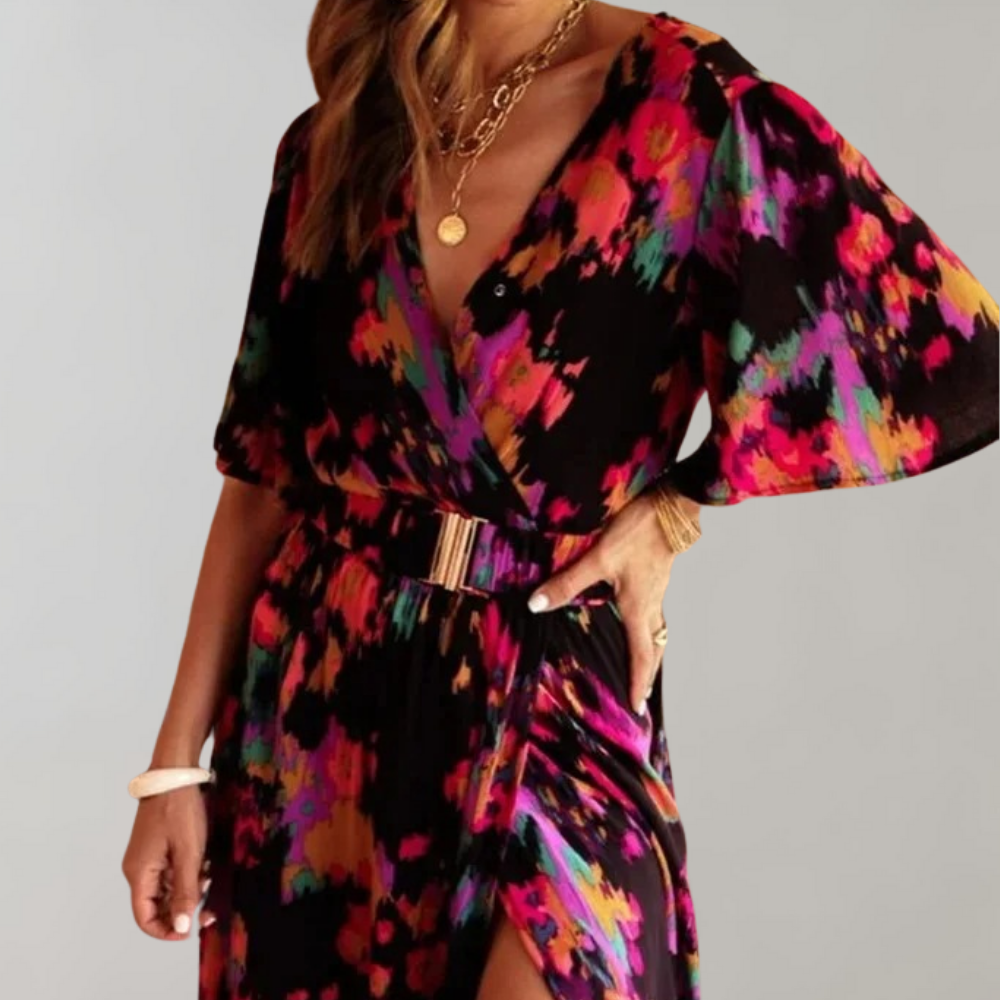 Nadia Exclusive Maxi Wrap Summer Dress Elevated Occasion Wear